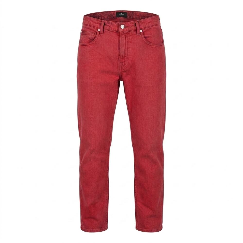 7 For All Mankind Red Denim Straight Leg Jeans Women Size 30